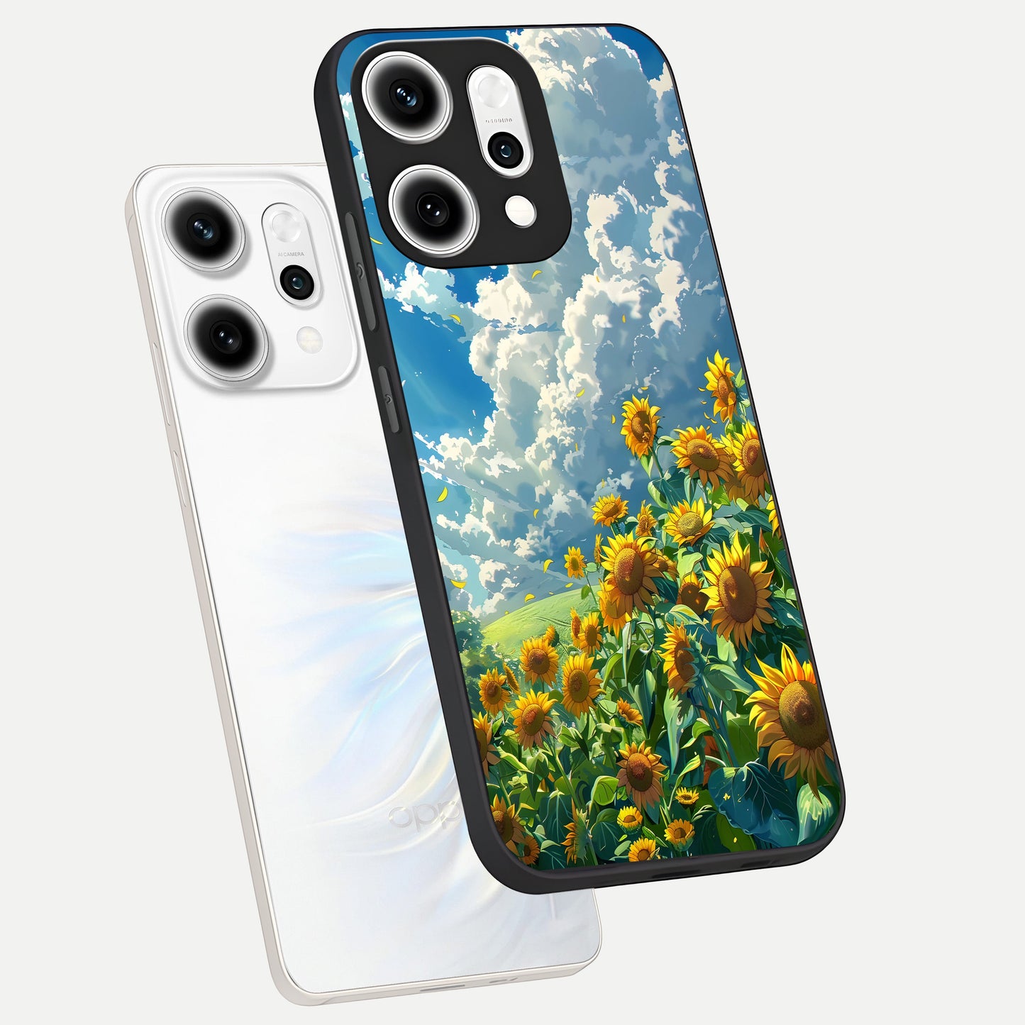  Golden Sun Glory phone case For Oppo Reno 14 Pro showing premium glass back cover with detailed artwork