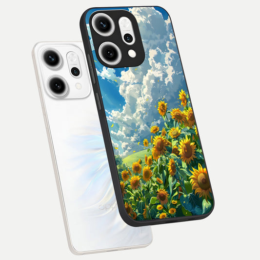  Golden Sun Glory phone case For Oppo Reno 14 Pro showing premium glass back cover with detailed artwork