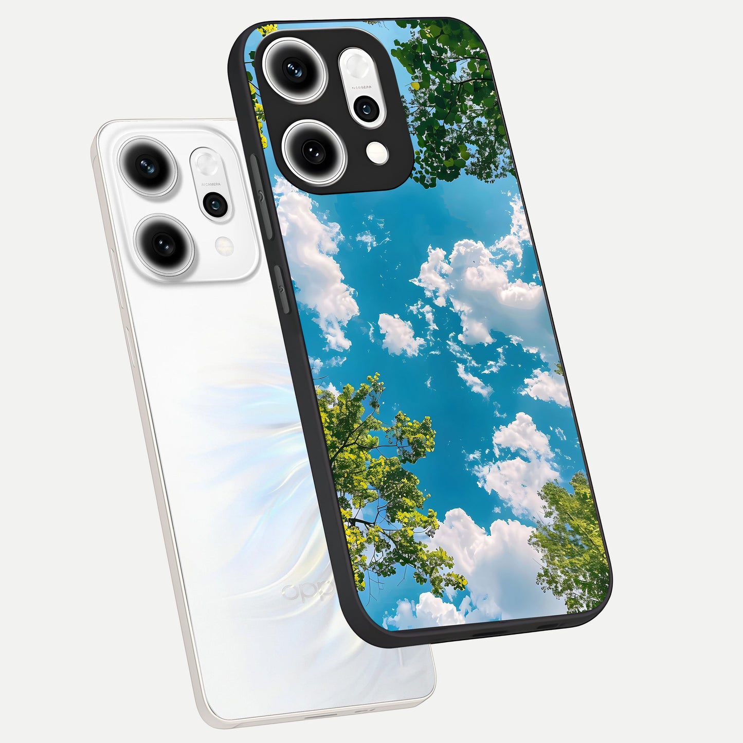 Green Moon Energy phone case For Oppo Reno 14 Pro showing premium glass back cover with detailed artwork