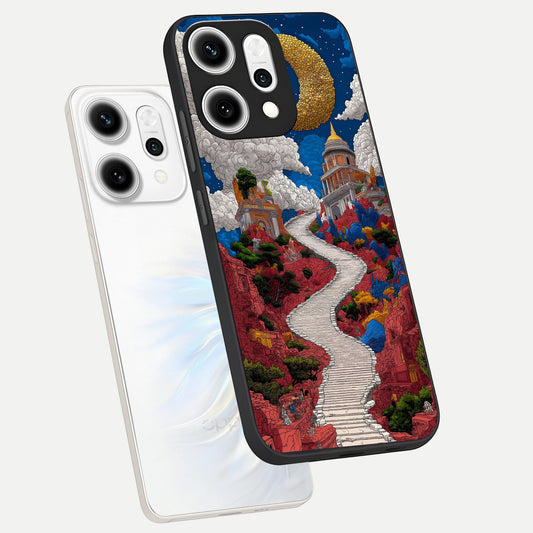  Heavenly Moon Path phone case For Oppo Reno 14 Pro showing premium glass back cover with detailed artwork