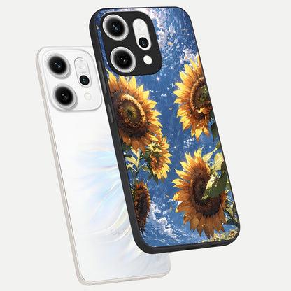  Heavenly Sunflower Rise phone case For Oppo Reno 14 Pro showing premium glass back cover with detailed artwork