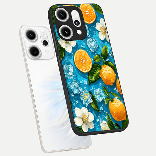  Ice Cube With Orange phone case For Oppo Reno 14 Pro showing premium glass back cover with detailed artwork