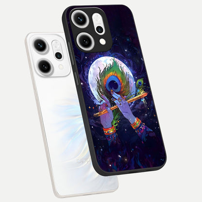  Krishna Hands Art phone case For Oppo Reno 14 Pro showing premium glass back cover with detailed artwork