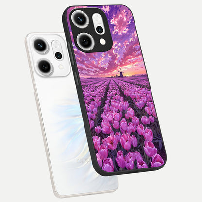  Lavender Dream Skies phone case For Oppo Reno 14 Pro showing premium glass back cover with detailed artwork