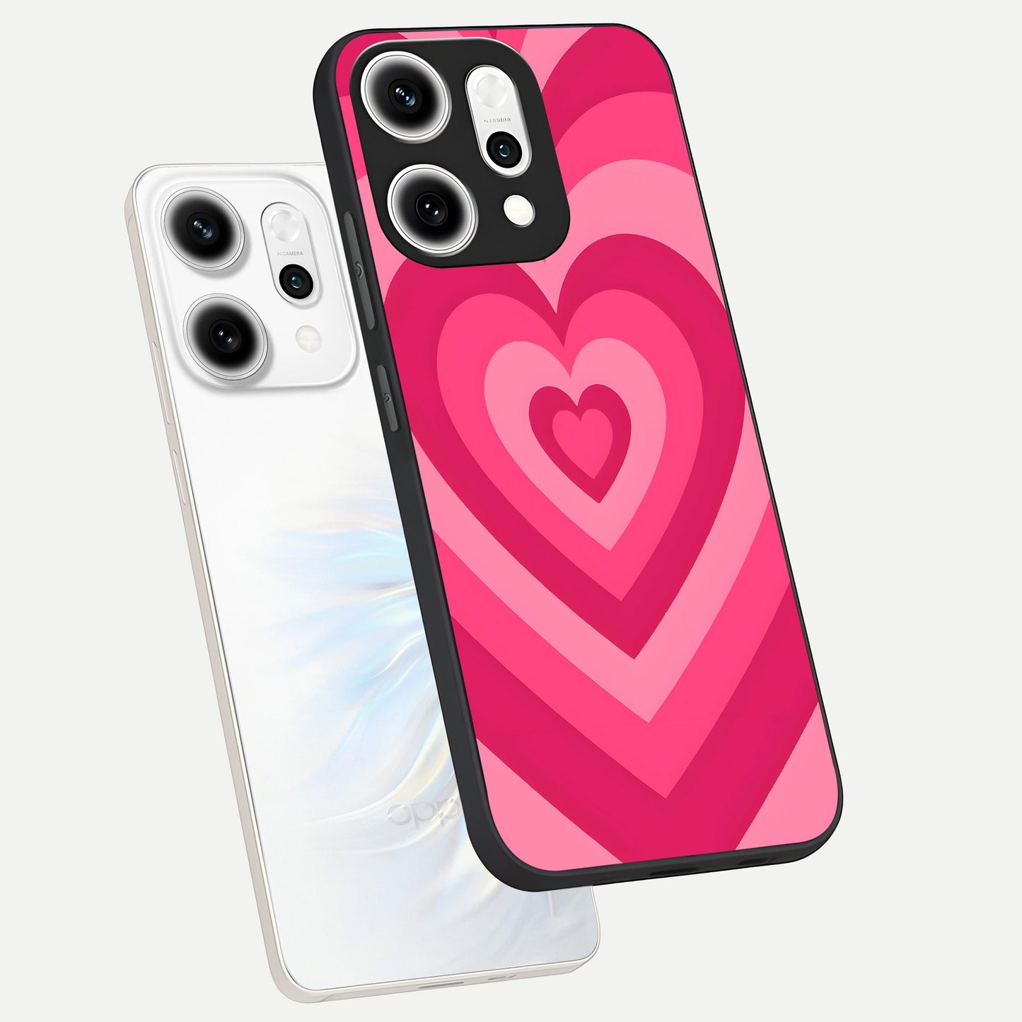  Layered Love Hearts phone case For Oppo Reno 14 Pro showing premium glass back cover with detailed artwork
