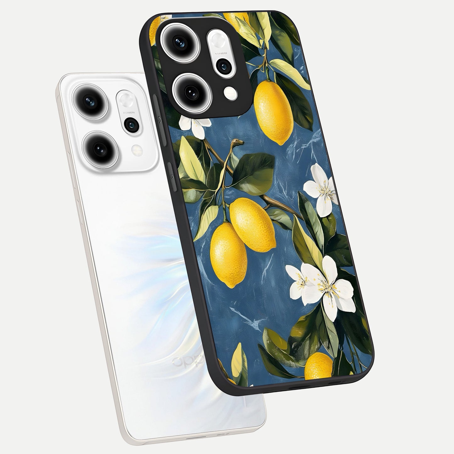  Lemon Dream Garden phone case For Oppo Reno 14 Pro showing premium glass back cover with detailed artwork