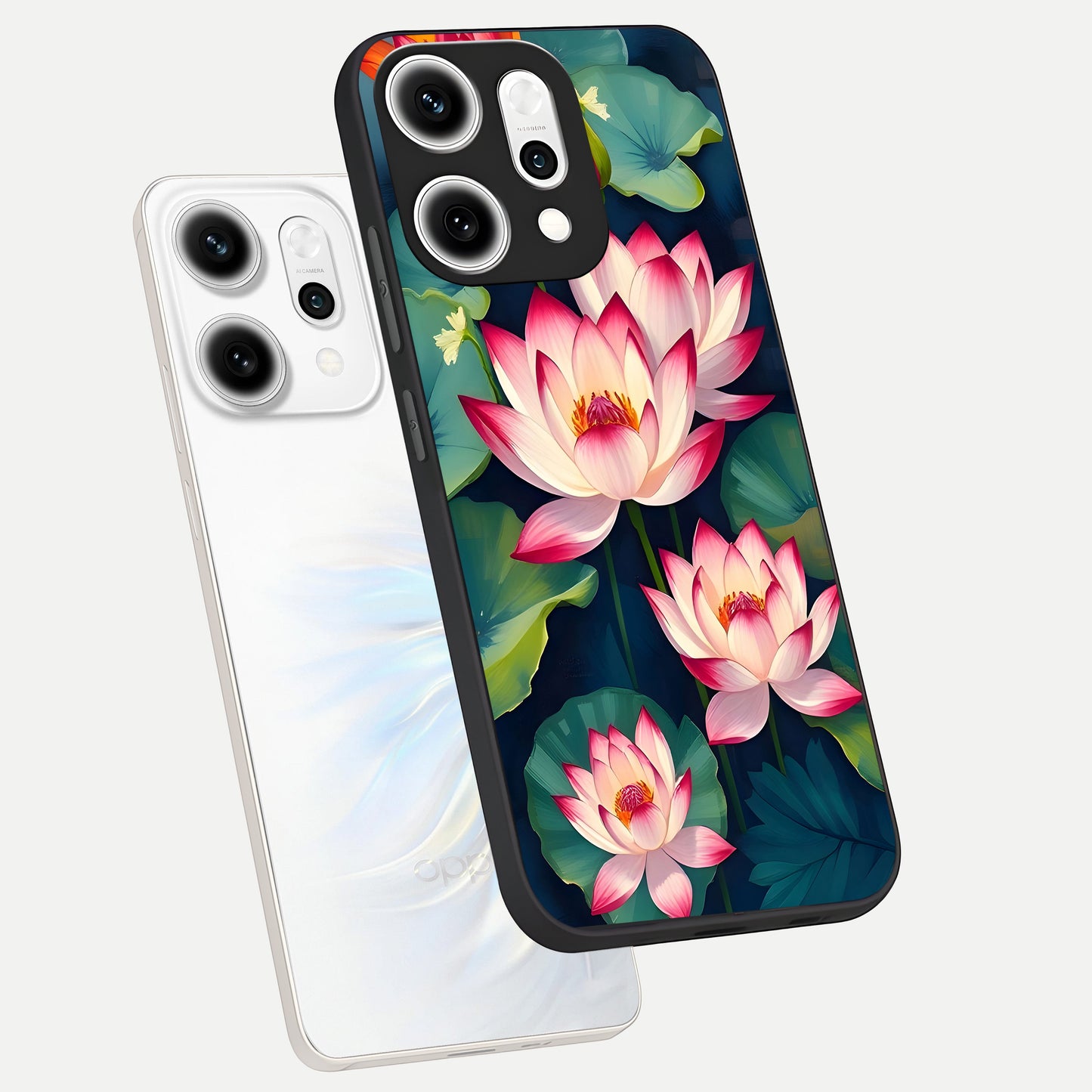  Lotus Dream Serenity phone case For Oppo Reno 14 Pro showing premium glass back cover with detailed artwork