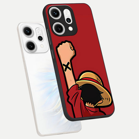  Luffy X Spirit phone case For Oppo Reno 14 Pro showing premium glass back cover with detailed artwork