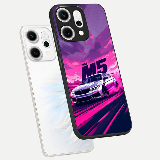  MS Neon Car phone case For Oppo Reno 14 Pro showing premium glass back cover with detailed artwork