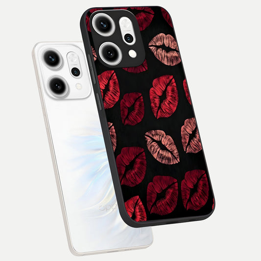  Midnight Kiss Love phone case For Oppo Reno 14 Pro showing premium glass back cover with detailed artwork