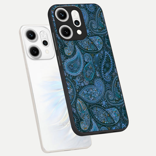  Midnight Paisley Glow phone case For Oppo Reno 14 Pro showing premium glass back cover with detailed artwork