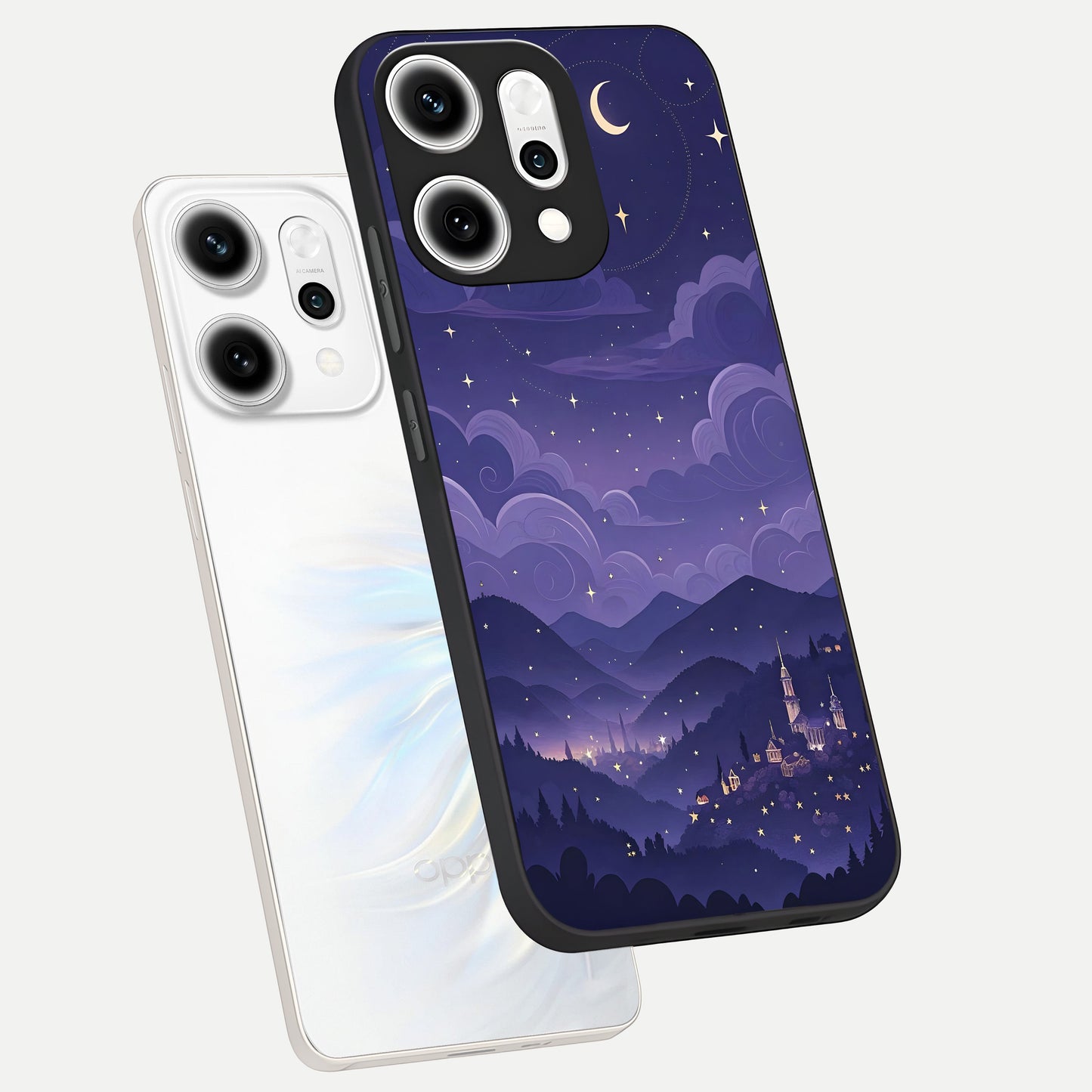  Minimal Night View phone case For Oppo Reno 14 Pro showing premium glass back cover with detailed artwork