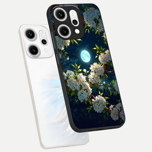  Moonlit Blossom Dream phone case For Oppo Reno 14 Pro showing premium glass back cover with detailed artwork