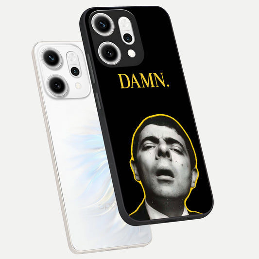  Mr Bean Damn phone case For Oppo Reno 14 Pro showing premium glass back cover with detailed artwork