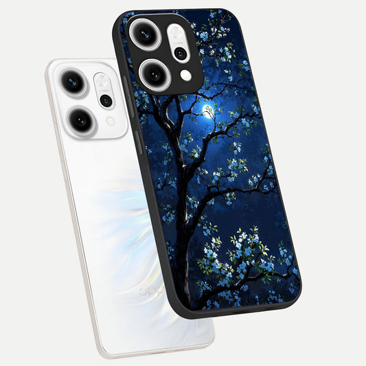  Mystic Floral Night phone case For Oppo Reno 14 Pro showing premium glass back cover with detailed artwork