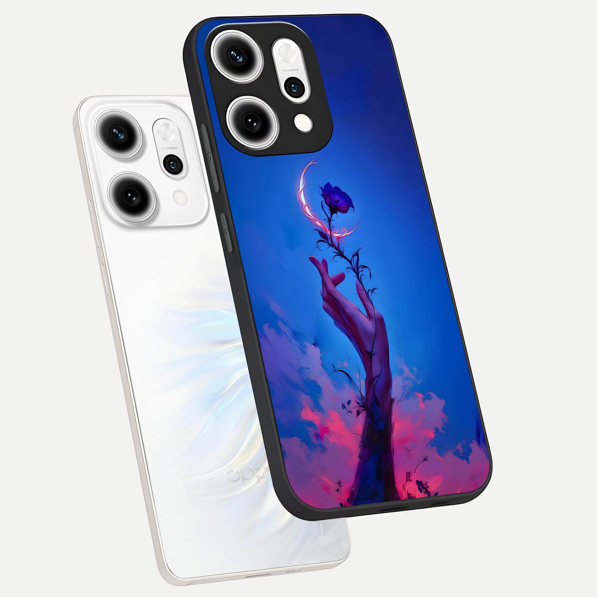  Mystic Hand phone case For Oppo Reno 14 Pro showing premium glass back cover with detailed artwork