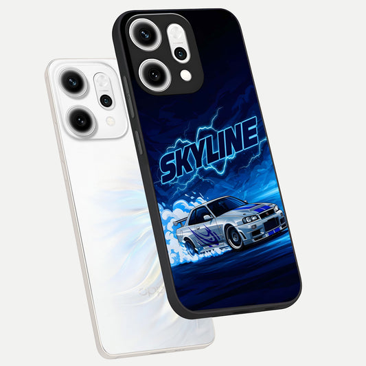  Neon Drift Beast phone case For Oppo Reno 14 Pro showing premium glass back cover with detailed artwork