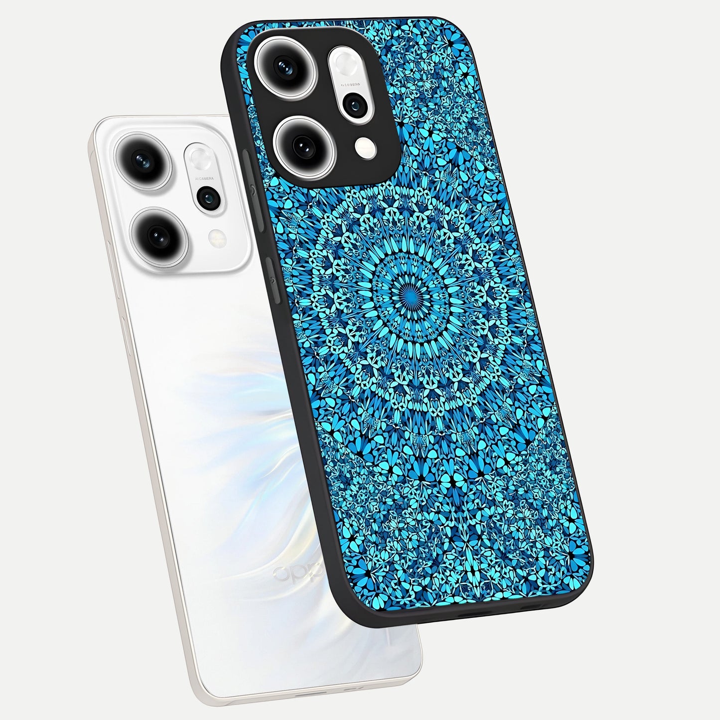  Ocean Bloom Mandala phone case For Oppo Reno 14 Pro showing premium glass back cover with detailed artwork
