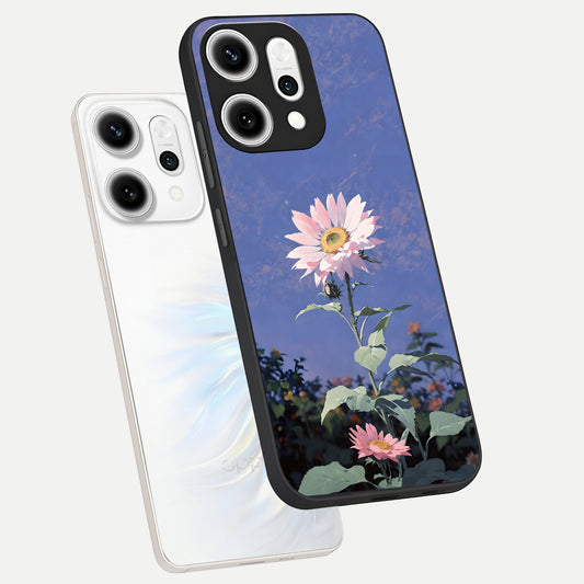  Pink Shells Outline phone case For Oppo Reno 14 Pro showing premium glass back cover with detailed artwork