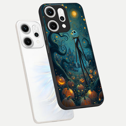  Pumpkin Moon Night phone case For Oppo Reno 14 Pro showing premium glass back cover with detailed artwork