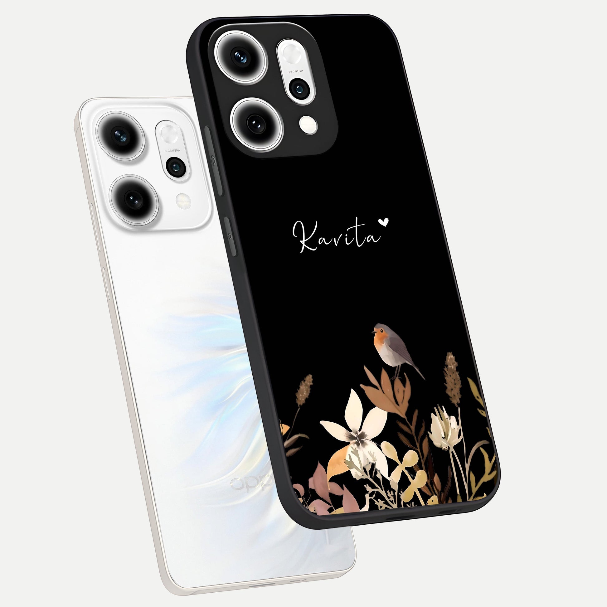  Quiet Garden Tune Custom Name phone case For Oppo Reno 14 Pro showing premium glass back cover with detailed artwork
