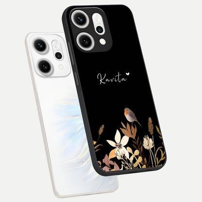  Quiet Garden Tune Custom Name phone case For Oppo Reno 14 Pro showing premium glass back cover with detailed artwork
