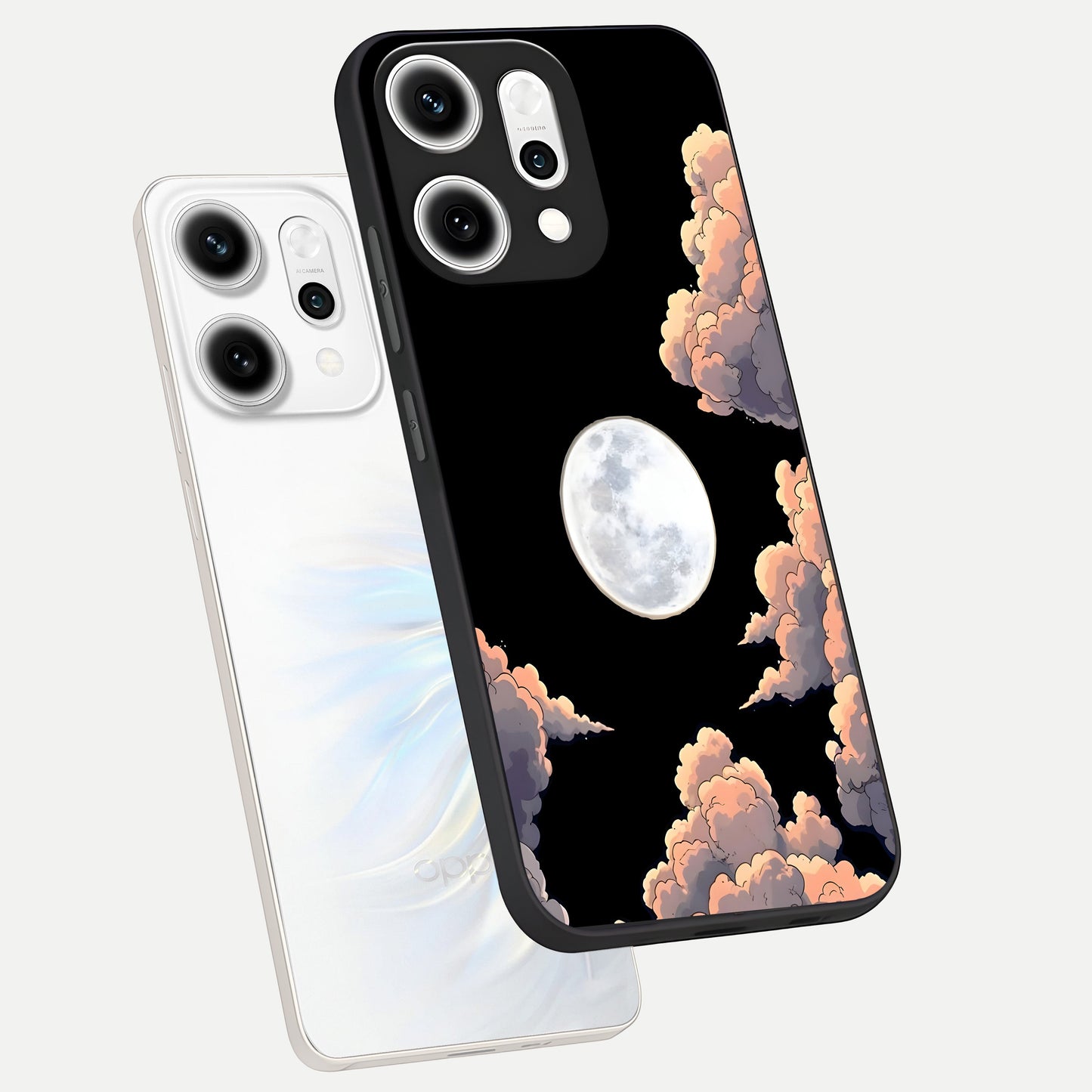  Shade Cloud Moon phone case For Oppo Reno 14 Pro showing premium glass back cover with detailed artwork