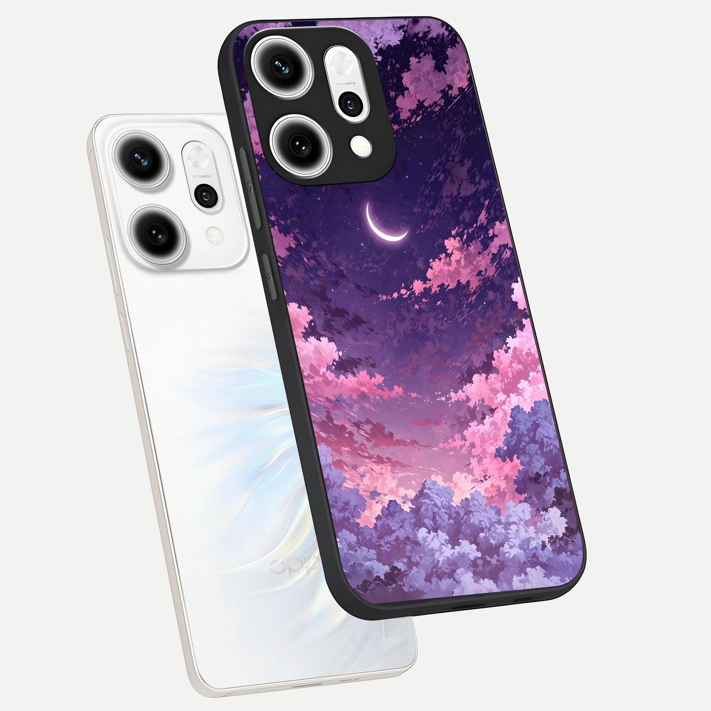  Sky Drift Clouds phone case For Oppo Reno 14 Pro showing premium glass back cover with detailed artwork