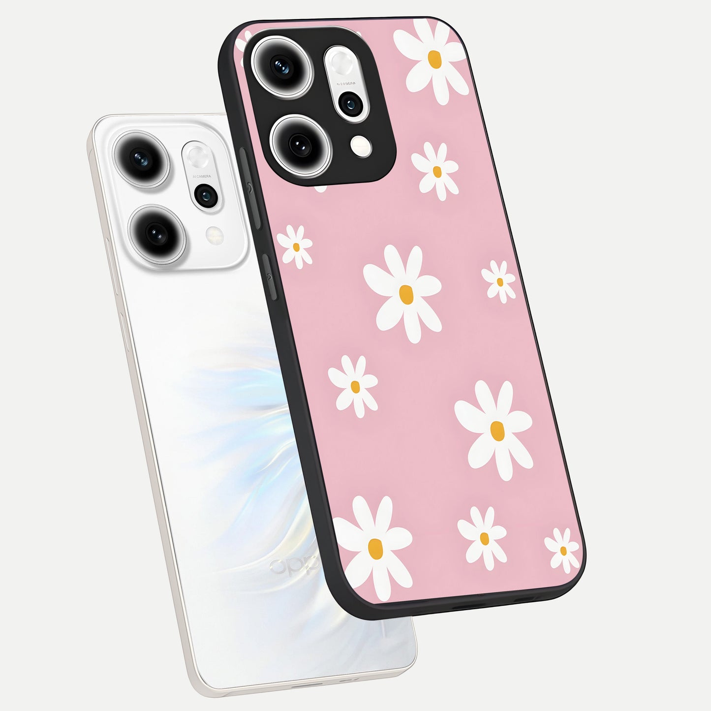  Soft Daisy Bliss phone case For Oppo Reno 14 Pro showing premium glass back cover with detailed artwork