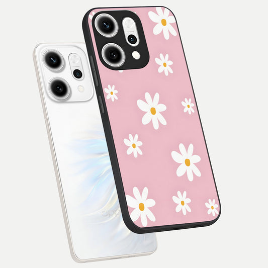  Soft Daisy Bliss phone case For Oppo Reno 14 Pro showing premium glass back cover with detailed artwork