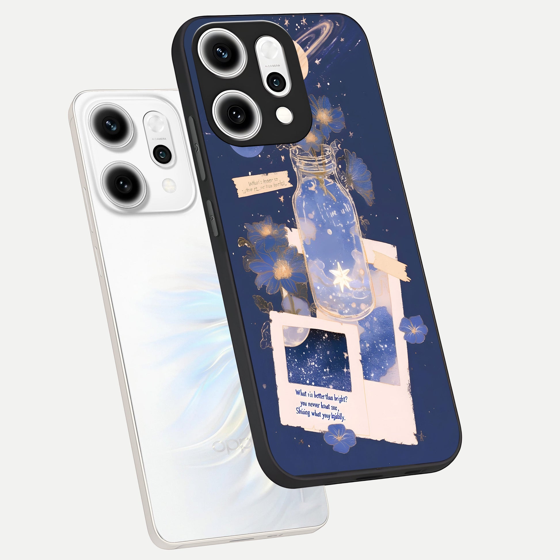  Starlit Cosmic Jar phone case For Oppo Reno 14 Pro showing premium glass back cover with detailed artwork