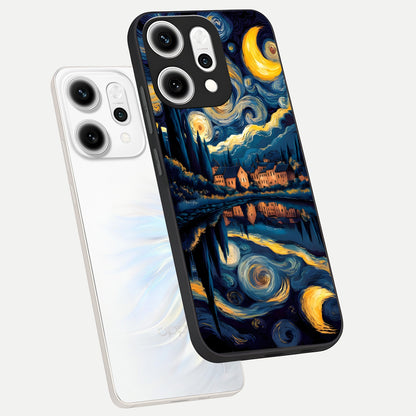  Starry Sky Serenity phone case For Oppo Reno 14 Pro showing premium glass back cover with detailed artwork
