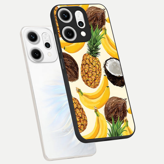  Tropical Fruit Mood phone case For Oppo Reno 14 Pro showing premium glass back cover with detailed artwork