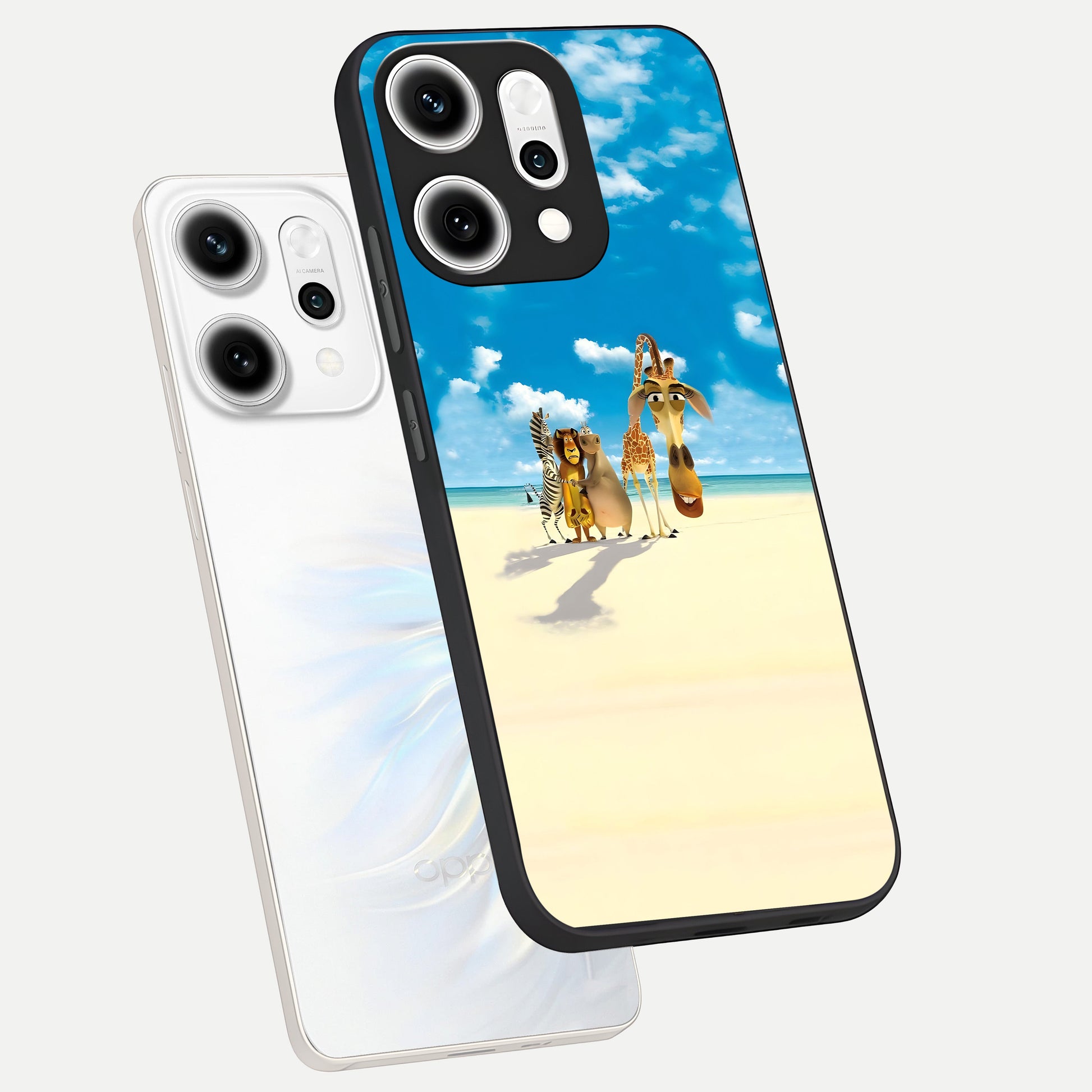  Tropical Fun Squad phone case For Oppo Reno 14 Pro showing premium glass back cover with detailed artwork
