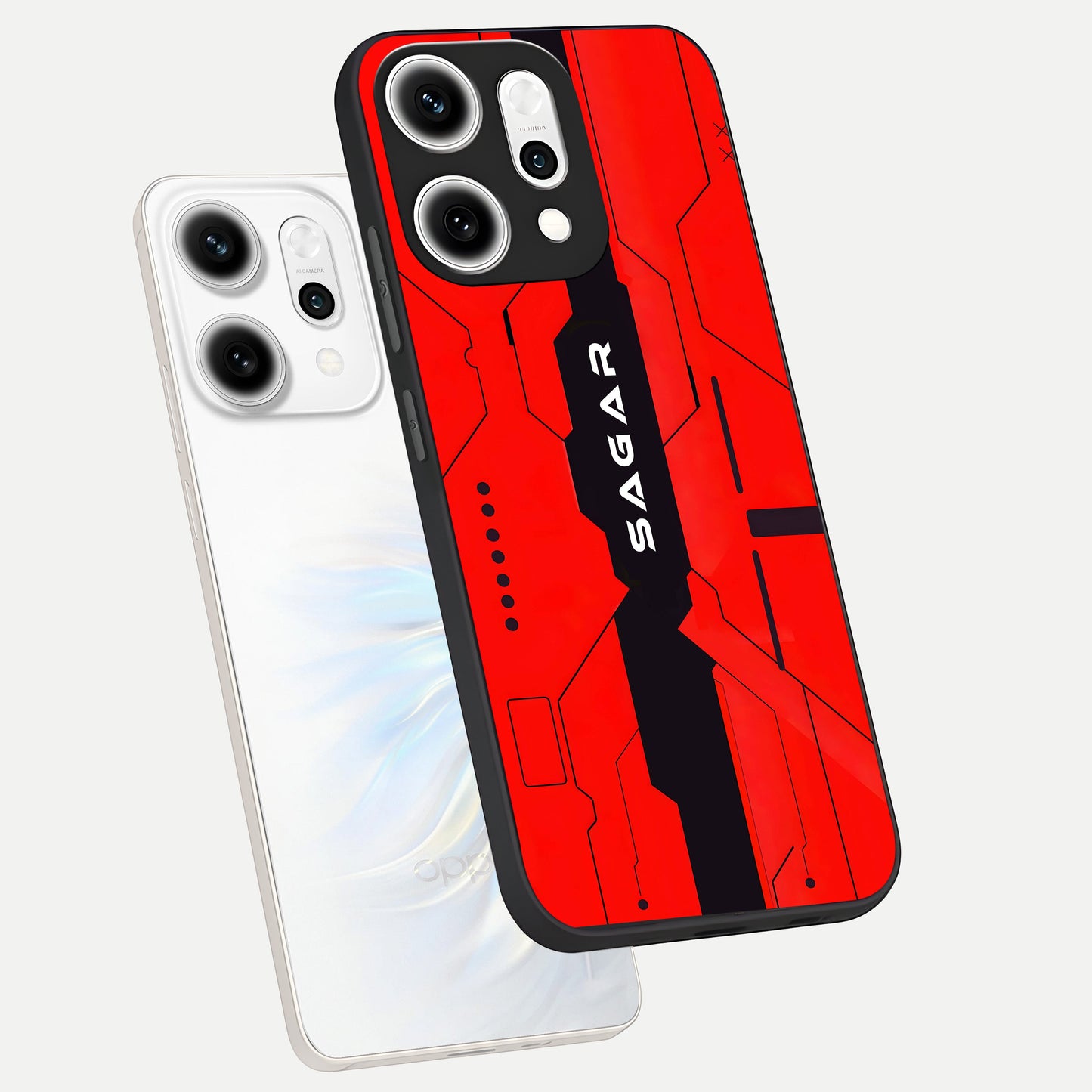  Voltage Rise CYBERPUNK Custom Name phone case For Oppo Reno 14 Pro showing premium custom name glass back cover