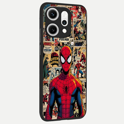  Aesthetic Spider back cover For Oppo Reno 14 Pro slim fit glass case with vibrant aesthetic design