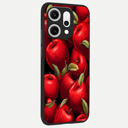  Apple Pattern back cover For Oppo Reno 14 Pro slim fit glass case with vibrant aesthetic design