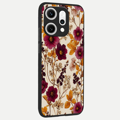  Autumn Wine Bloom back cover For Oppo Reno 14 Pro slim fit glass case with vibrant aesthetic design