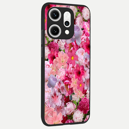  Bloom Crush Fantasy back cover For Oppo Reno 14 Pro slim fit glass case with vibrant aesthetic design