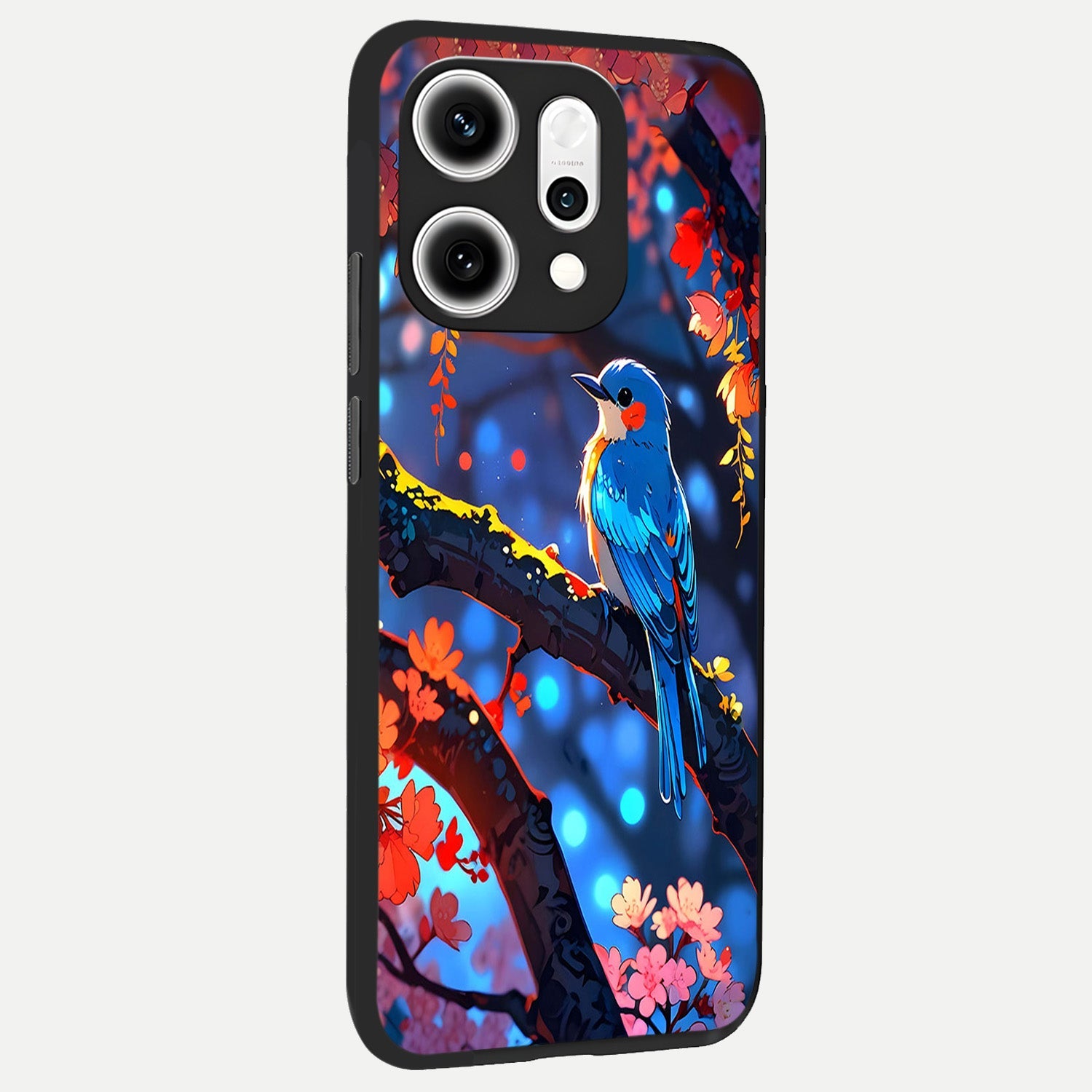  Blooming Water Drift back cover For Oppo Reno 14 Pro slim fit glass case with vibrant aesthetic design