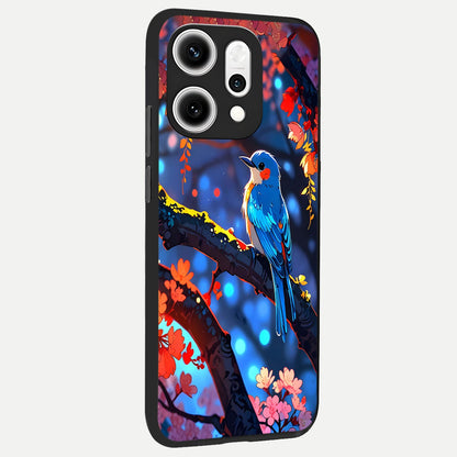  Blooming Water Drift back cover For Oppo Reno 14 Pro slim fit glass case with vibrant aesthetic design