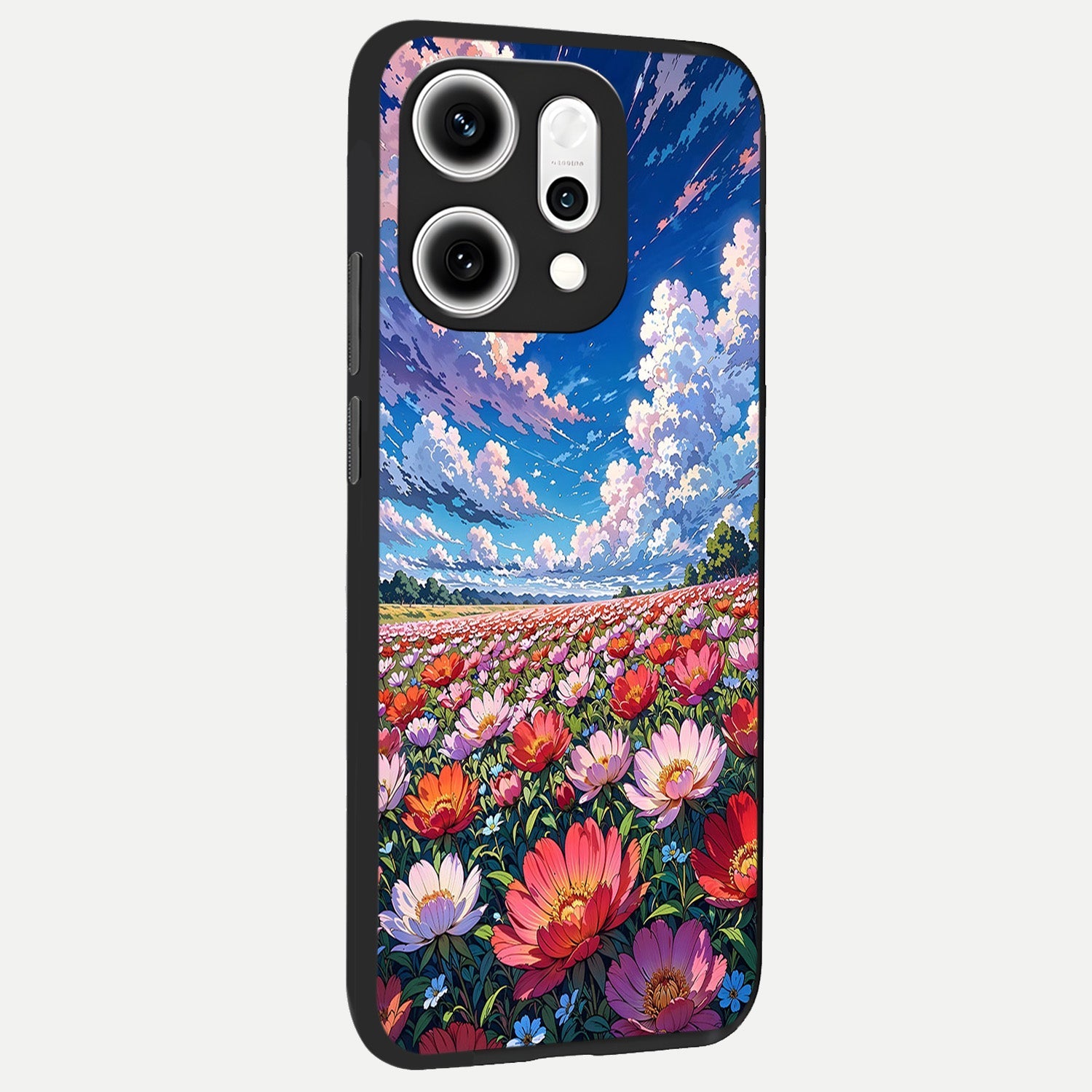  Blossom Sky Field back cover For Oppo Reno 14 Pro slim fit glass case with vibrant aesthetic design