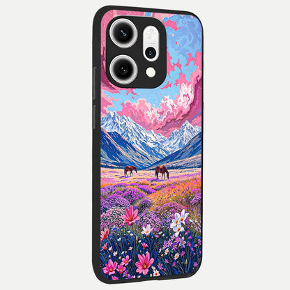  Blossom Valley Dream back cover For Oppo Reno 14 Pro slim fit glass case with vibrant aesthetic design