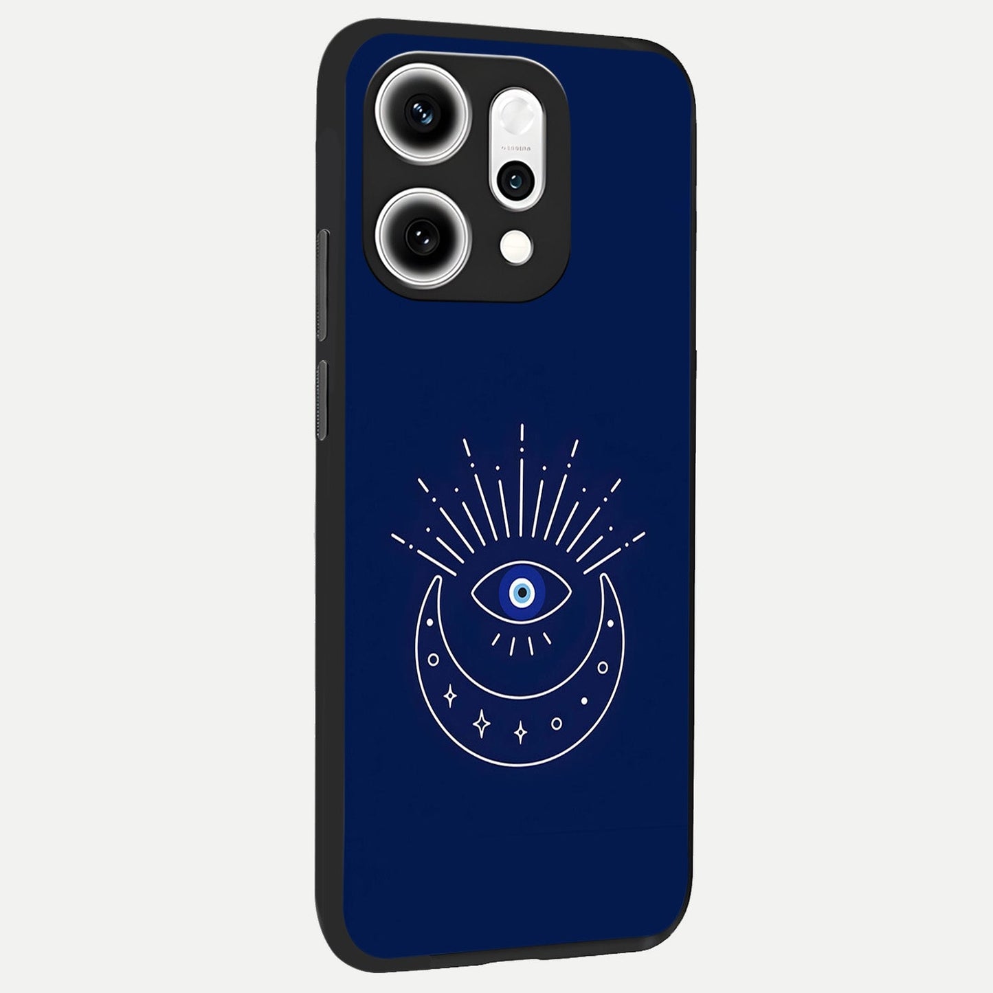  Blue Evil Eye back cover For Oppo Reno 14 Pro slim fit glass case with vibrant aesthetic design