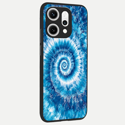  Blue Galaxy Wave back cover For Oppo Reno 14 Pro slim fit glass case with vibrant aesthetic design