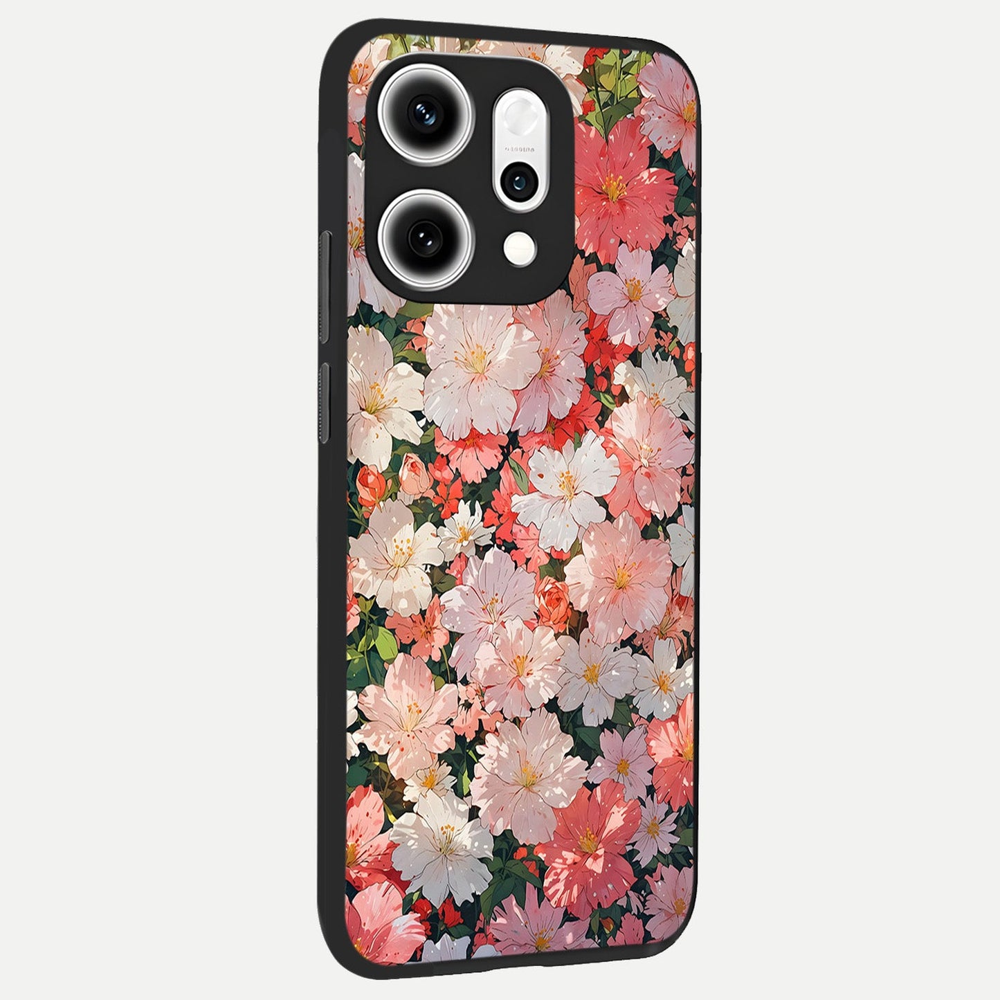  Blush Bloom Field back cover For Oppo Reno 14 Pro slim fit glass case with vibrant aesthetic design