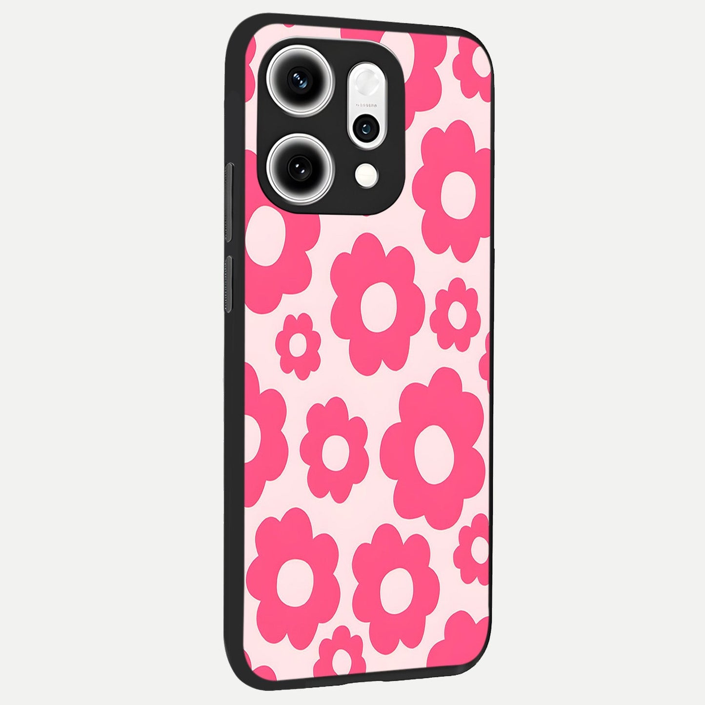  Blush Flower Pop back cover For Oppo Reno 14 Pro slim fit glass case with vibrant aesthetic design