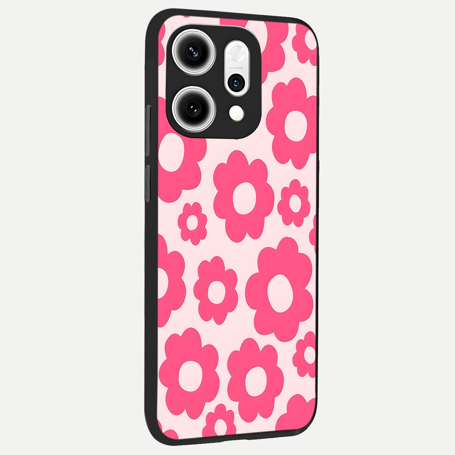  Blush Flower Pop back cover For Oppo Reno 14 Pro slim fit glass case with vibrant aesthetic design