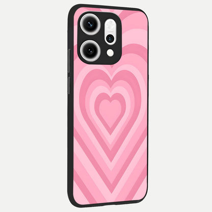  Blush Heart Waves back cover For Oppo Reno 14 Pro slim fit glass case with vibrant aesthetic design