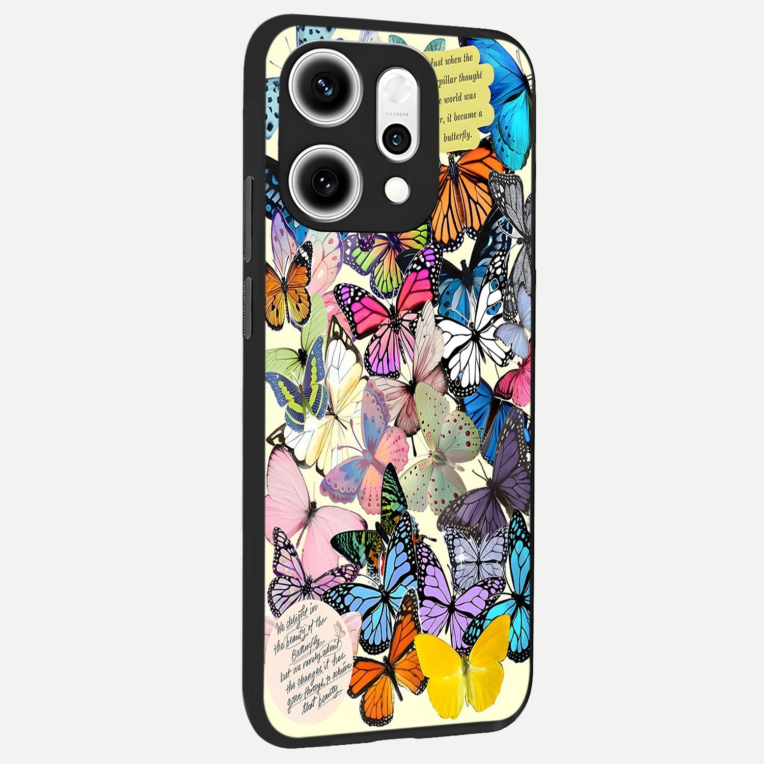  Butterflies Petal Dream back cover For Oppo Reno 14 Pro slim fit glass case with vibrant aesthetic design
